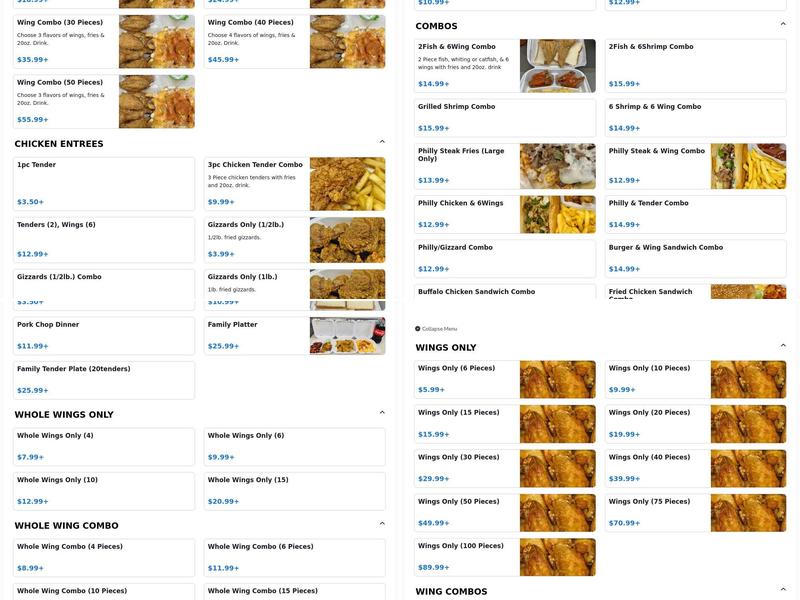 Wings Plus #3 Menu