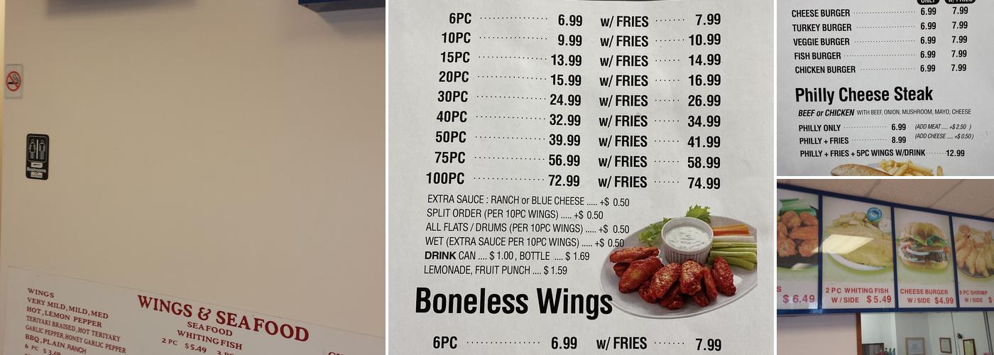 Wings & Seafood Menu