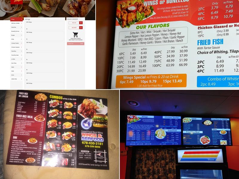 Wings & Seafood Menu