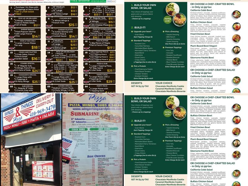 Wings Things & Pizza Menu