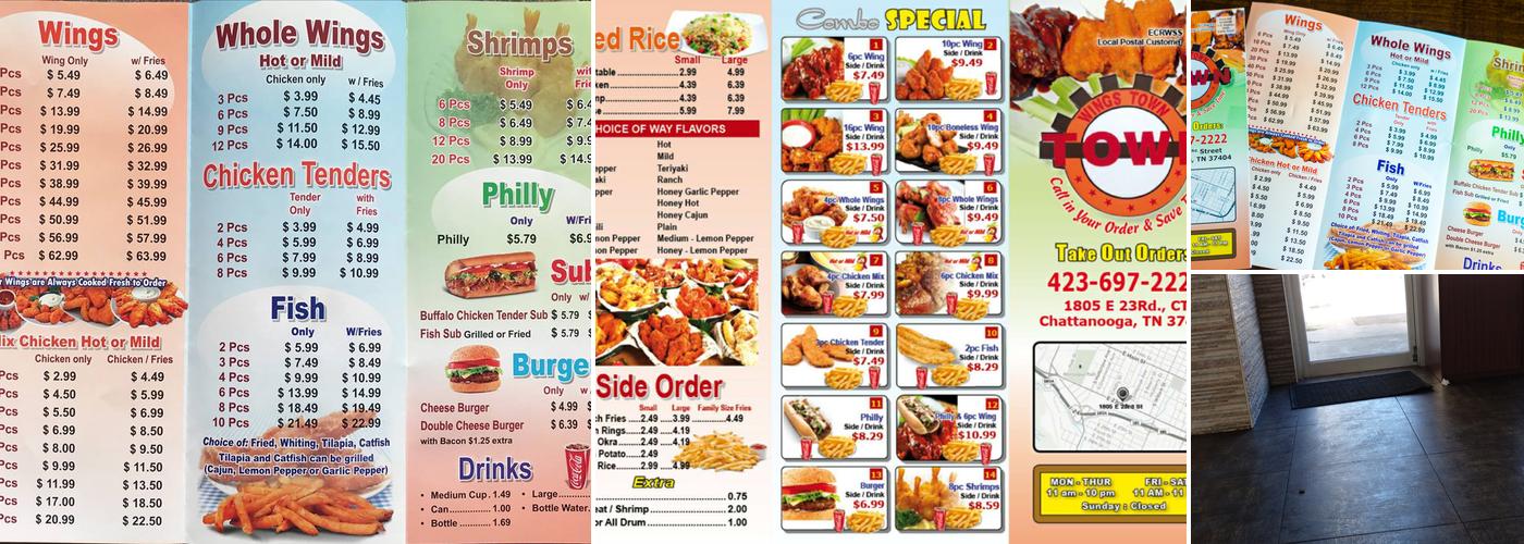 Wings Town Menu