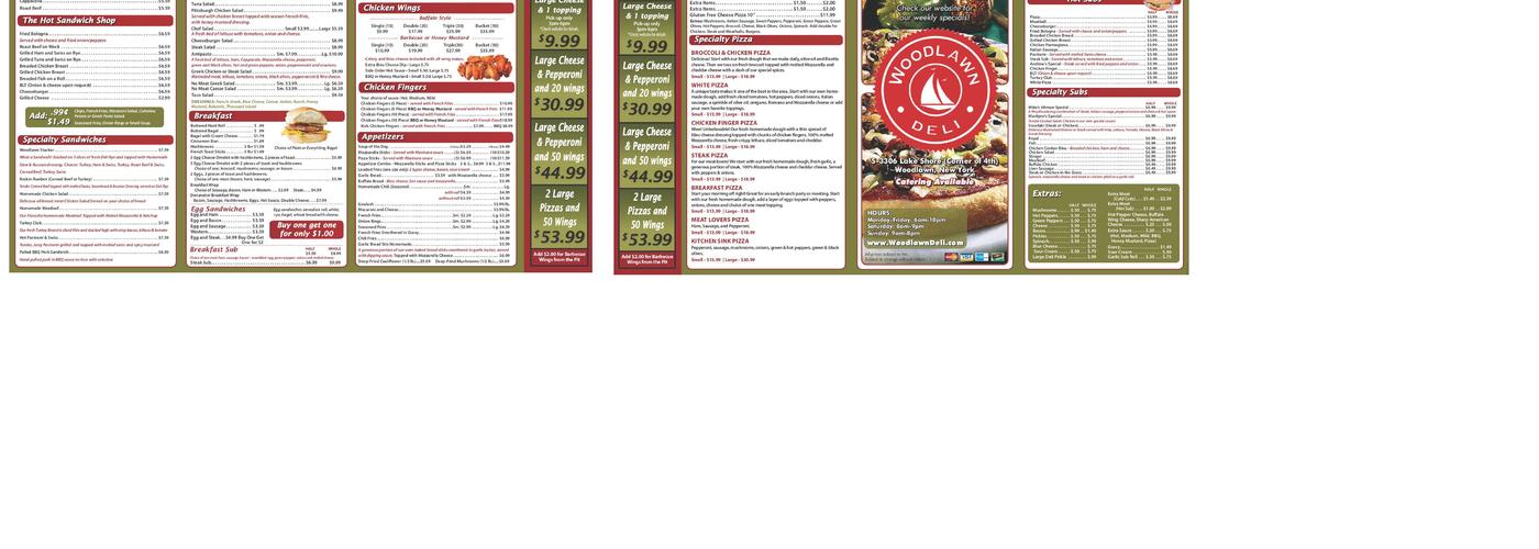 Woodlawn Pizzeria & Deli Menu