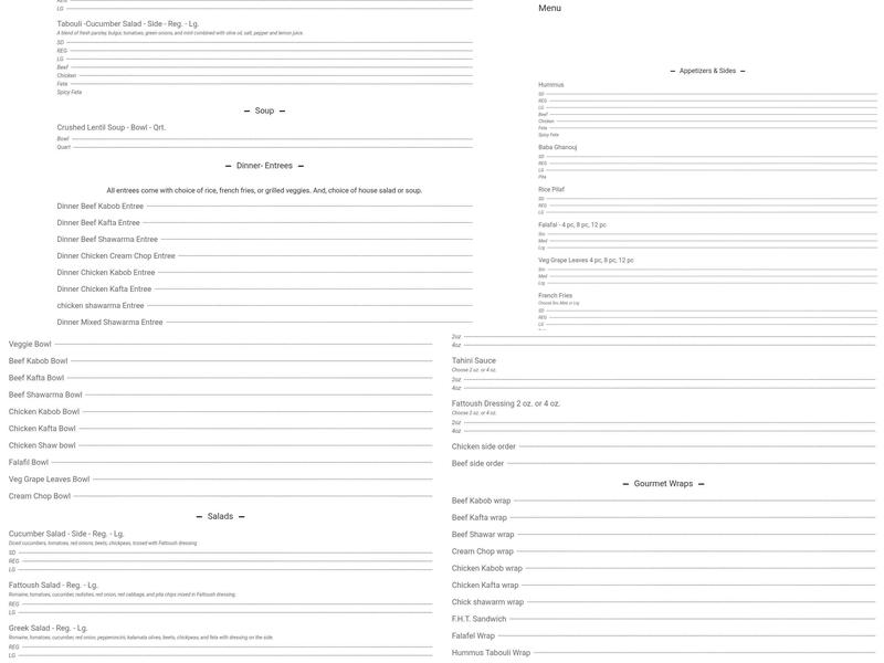 Wow Mediterranean Cuisine Express Menu