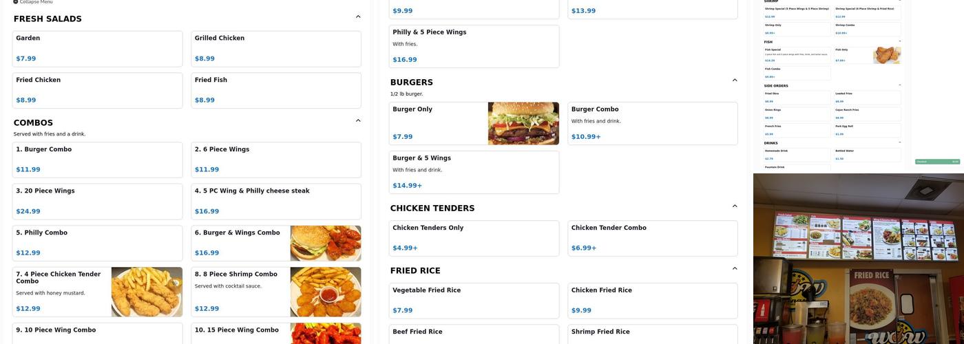 Wow Wings Menu