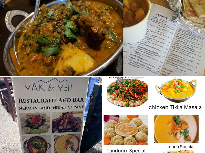 Yak and Yeti Restaurant and Bar Menu