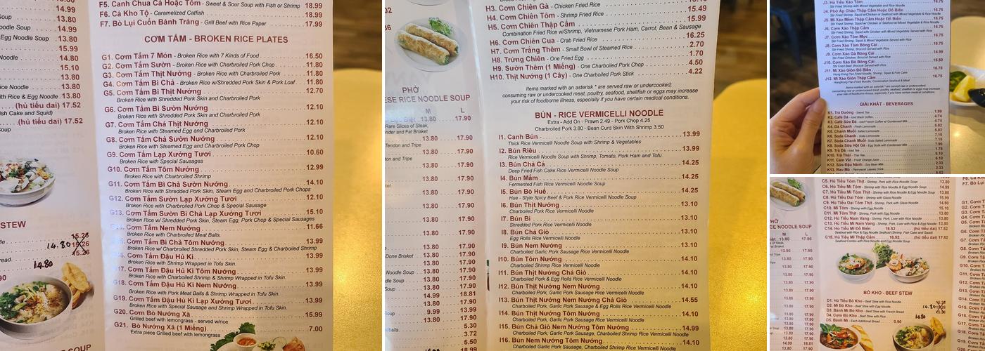 Yany Express Menu