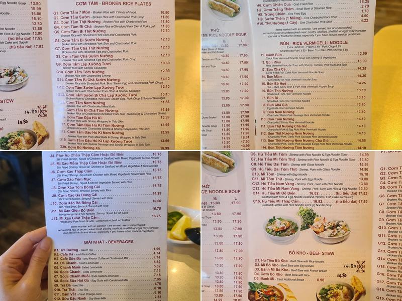 Yany Express Menu