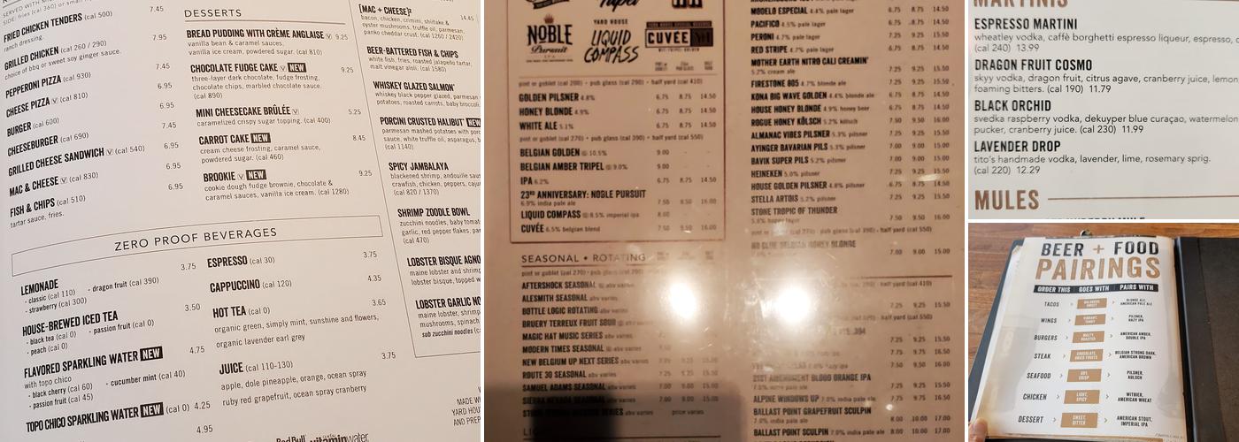 Yard House Menu