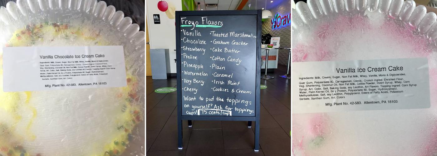 YoCrave Frozen Yogurt Shop Menu