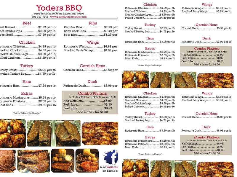 Yoder's BBQ Menu