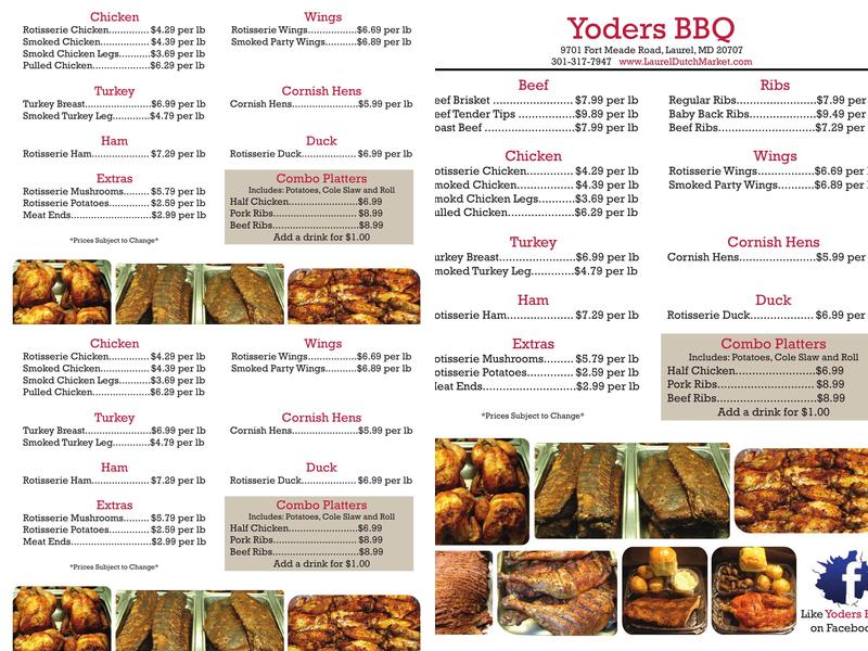 Yoder's BBQ Menu