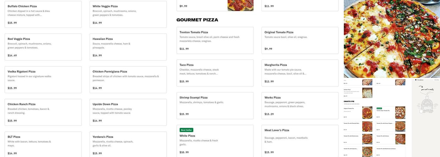 Yordana's Pizza II Menu