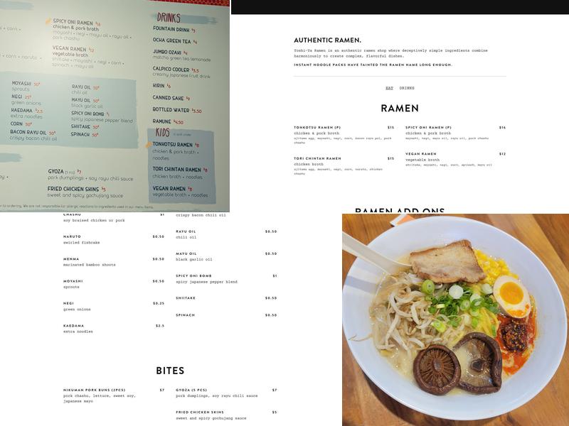 YOSHI-YA RAMEN Menu