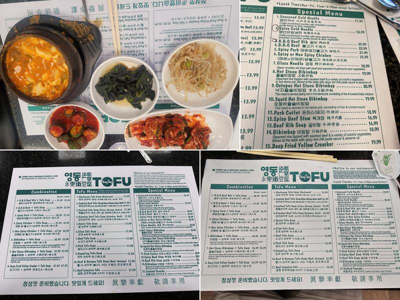 Young Dong Tofu Menu