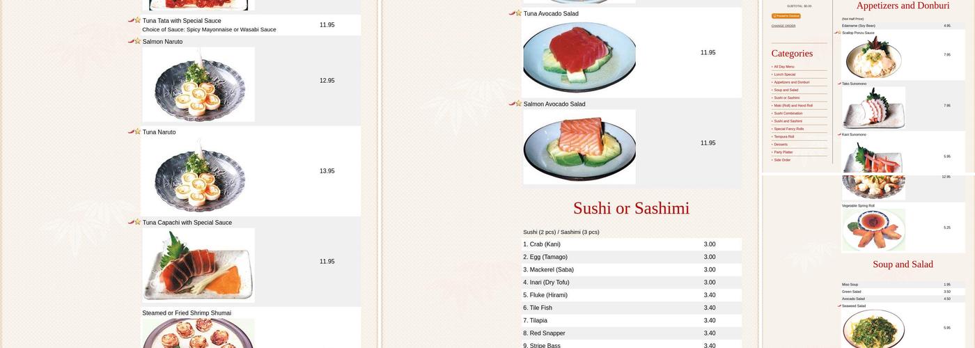 Yummy 1 Sushi Menu