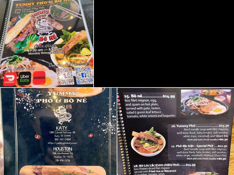 Yummy Pho & Bo Ne Menu