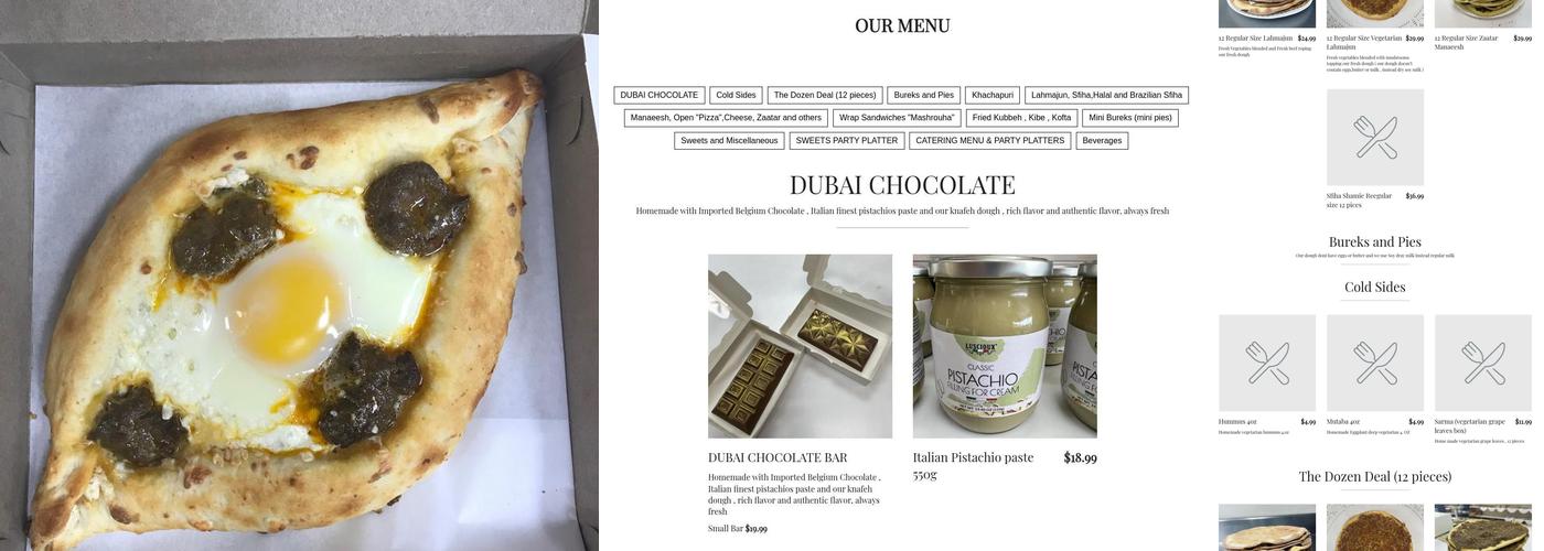 Zaatar Factory And Bakery Menu