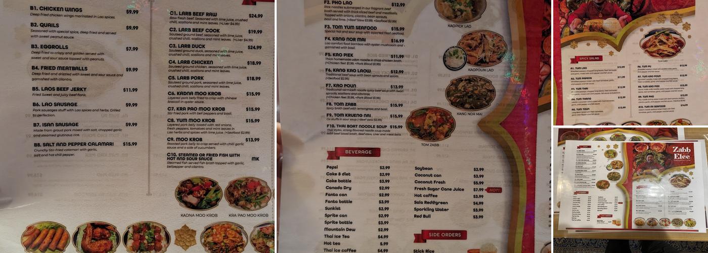 Zabb Elee Menu