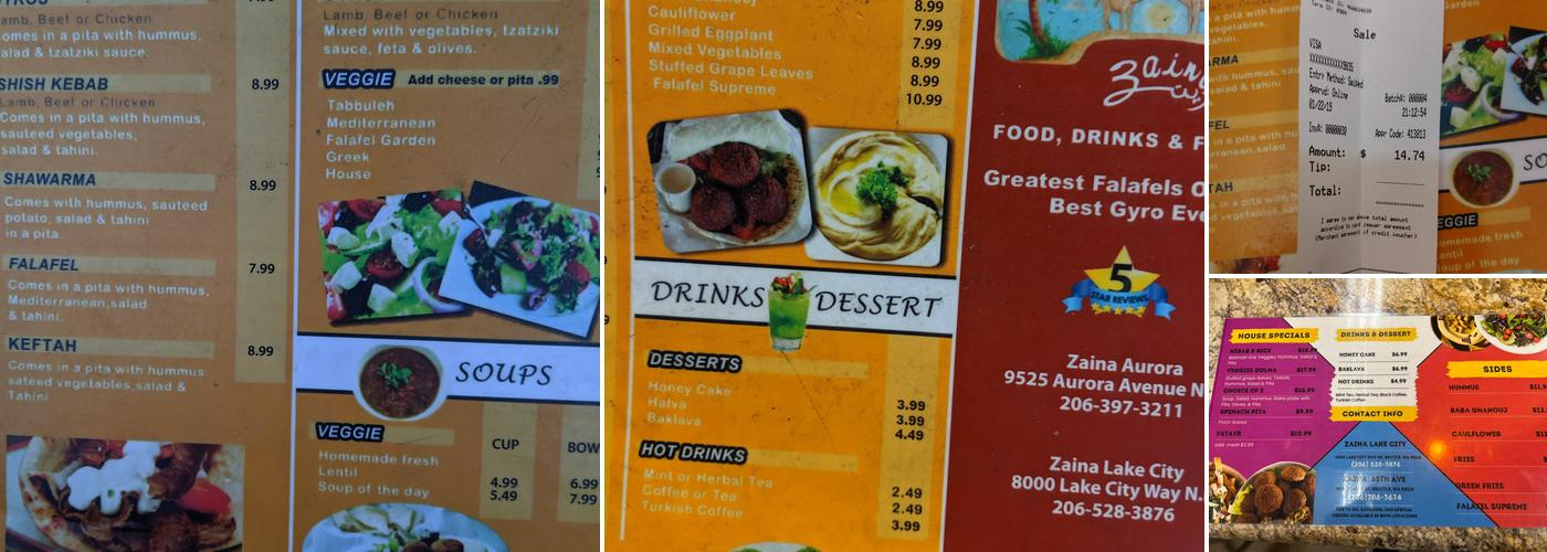 Zaina Menu