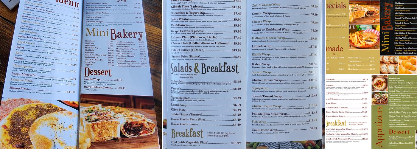 Zait and Zaatar Menu