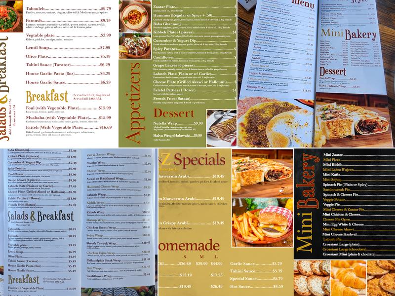 Zait and Zaatar Menu