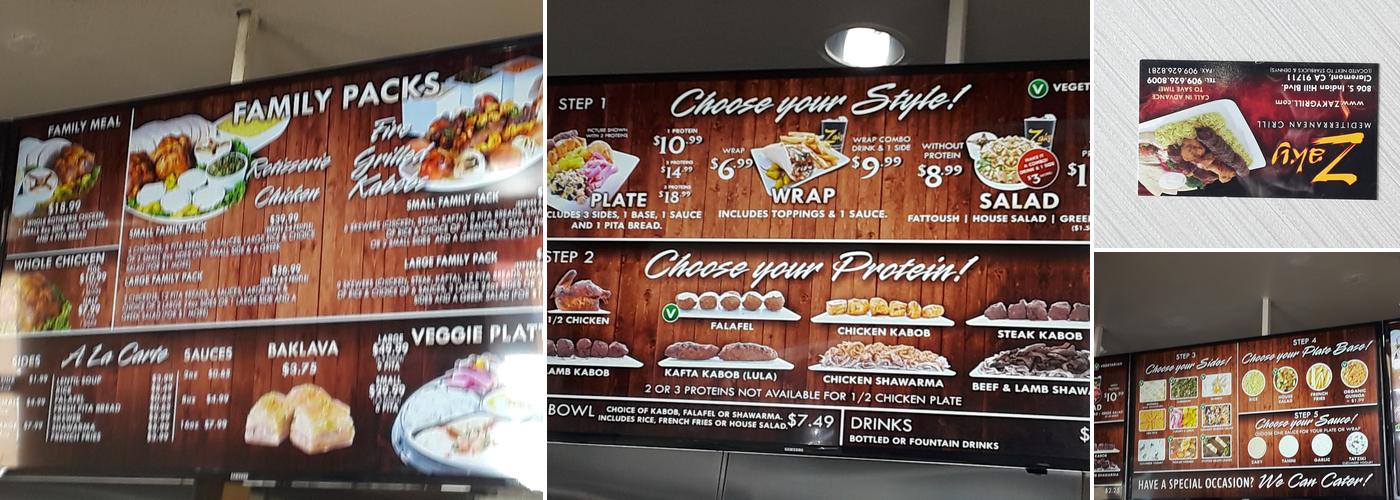 Zaky Mediterranean Grill Menu