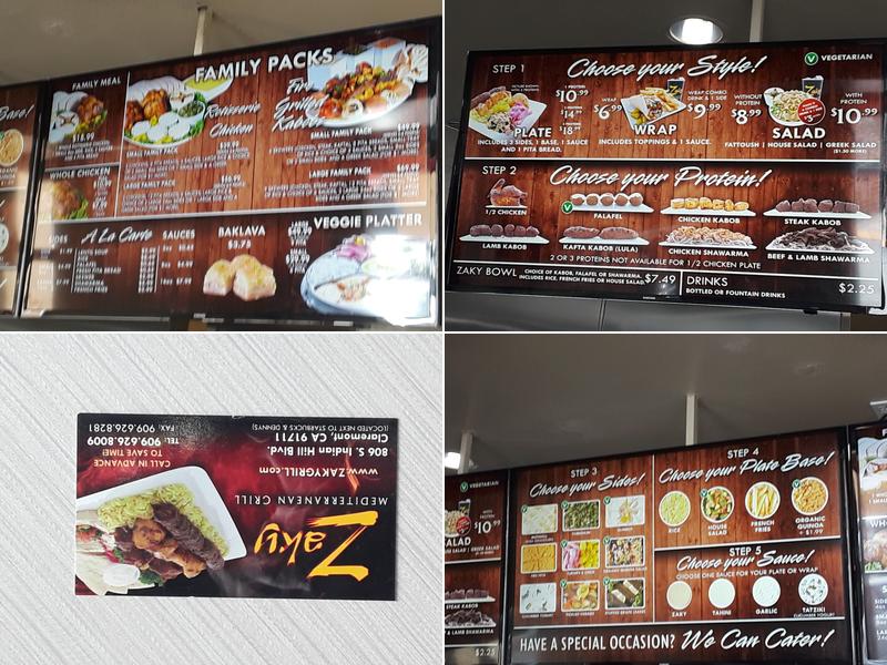 Zaky Mediterranean Grill Menu