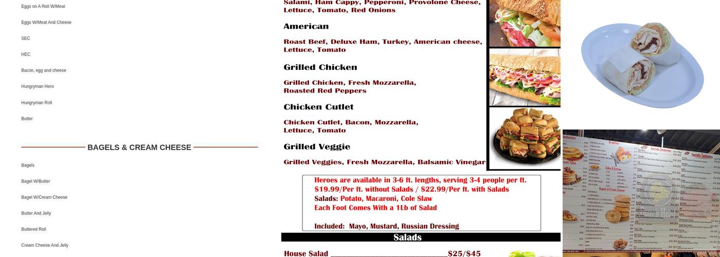 Zara's Deli and Bagel Menu