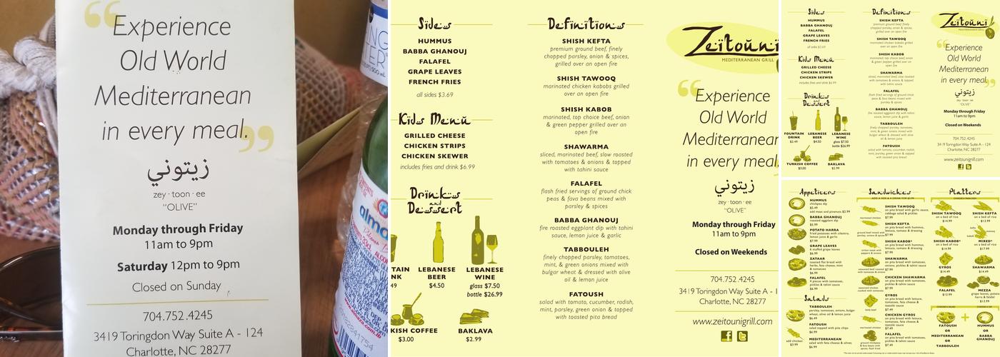 Zeitouni Mediterranean Grill Menu