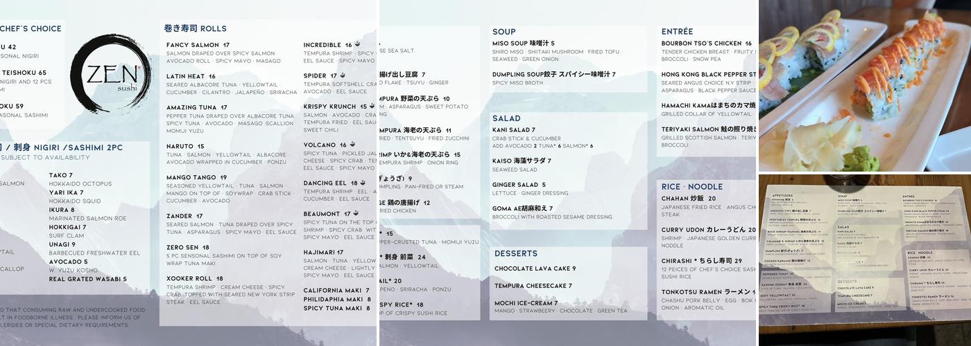 Zen Sushi & Sake Menu