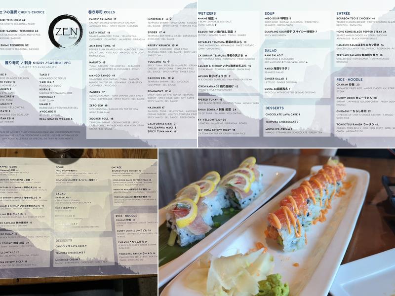 Zen Sushi & Sake Menu