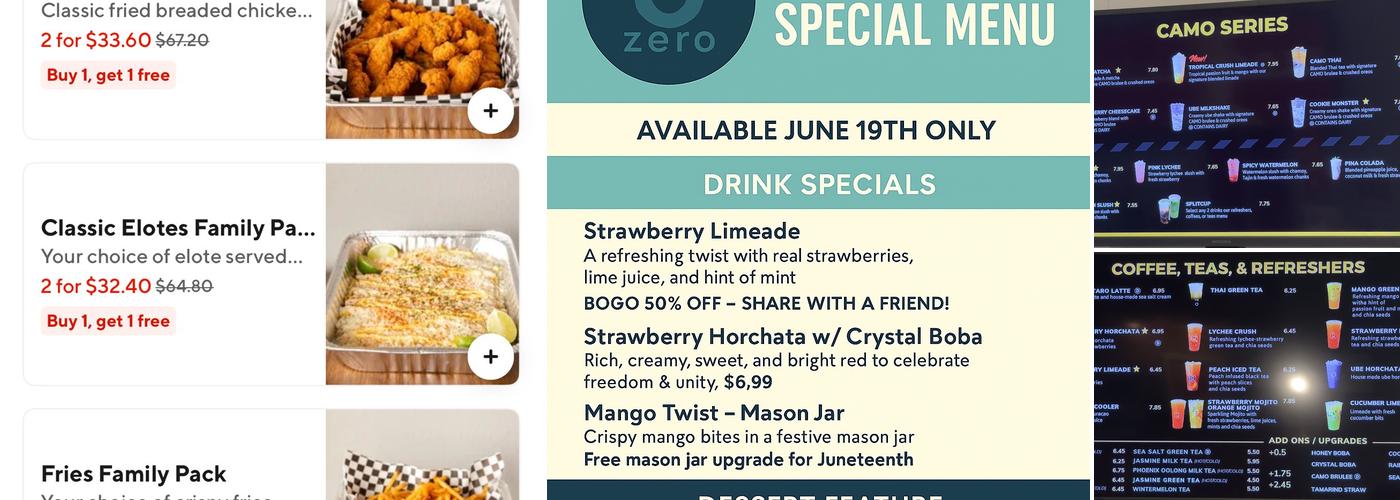Zero Degrees Beaverton Menu