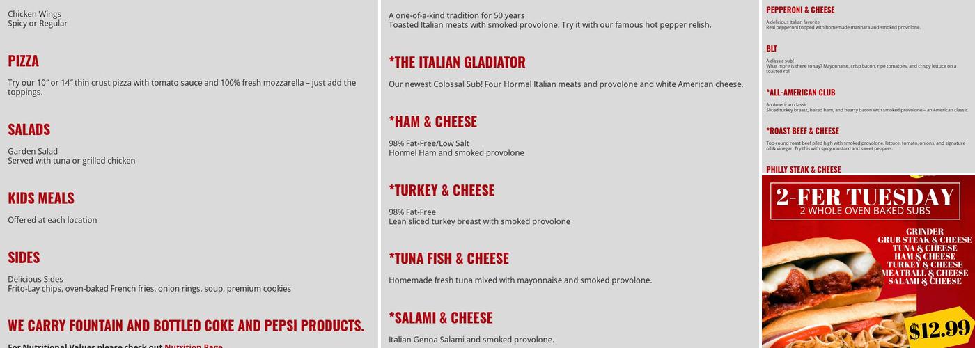 Zero's Subs Menu
