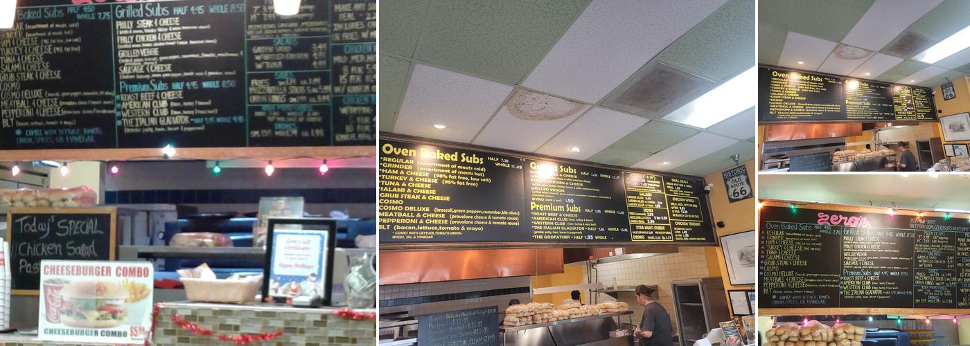 Zero's Subs , Pizza Menu