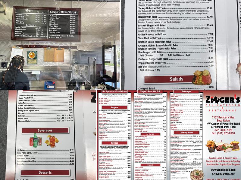 Zingers Deli Menu