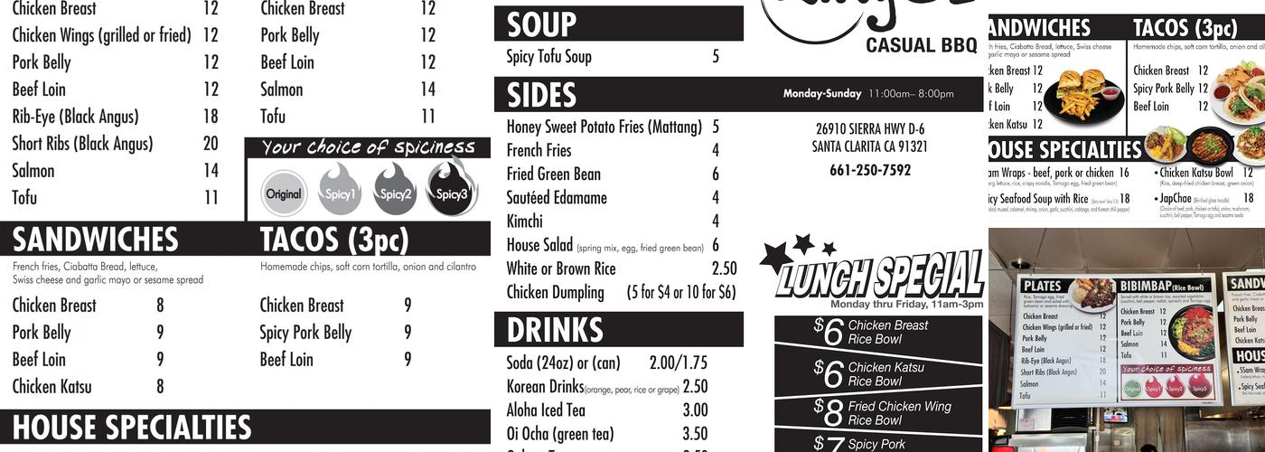 ZingGa Grill Menu