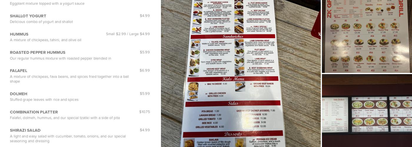ZK Grill Menu