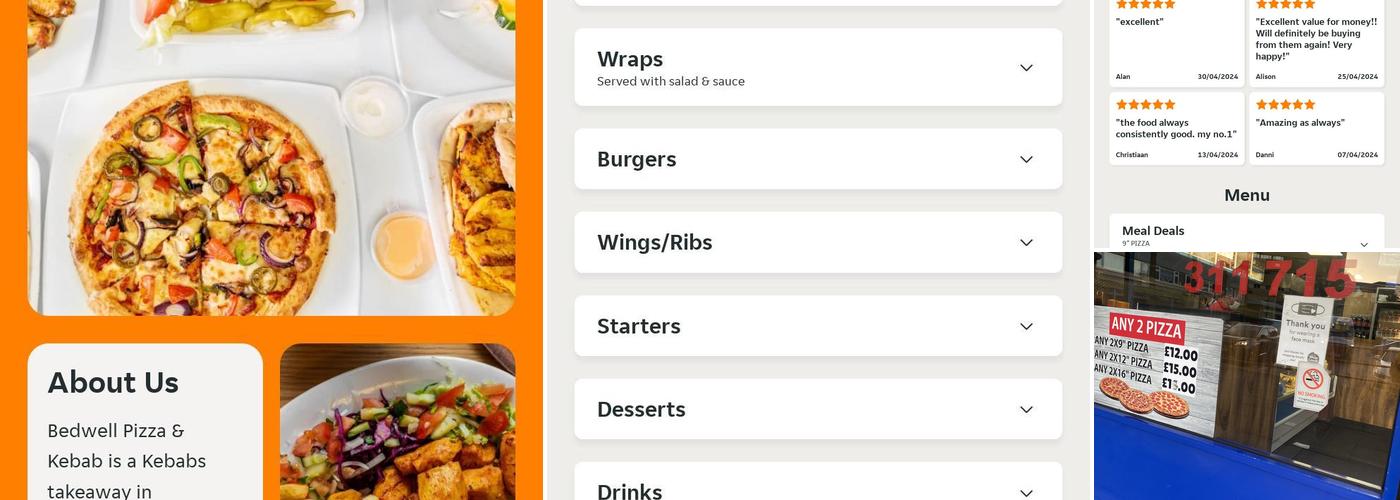 Bedwell Pizza & Kebab Menu