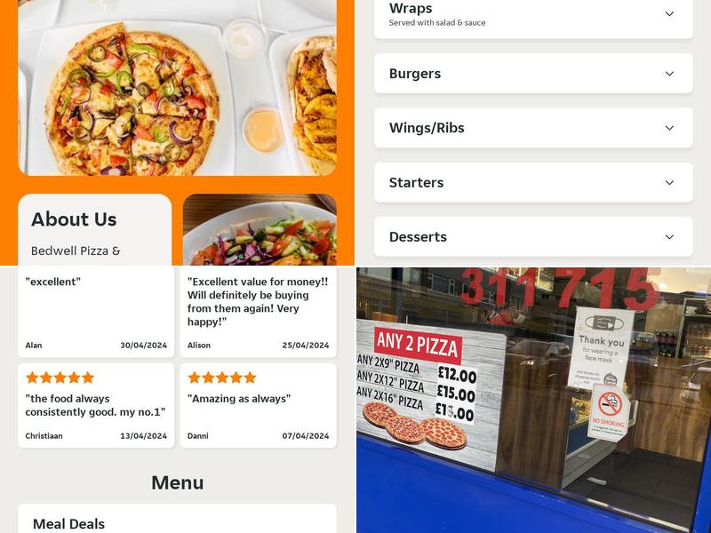 Bedwell Pizza & Kebab Menu