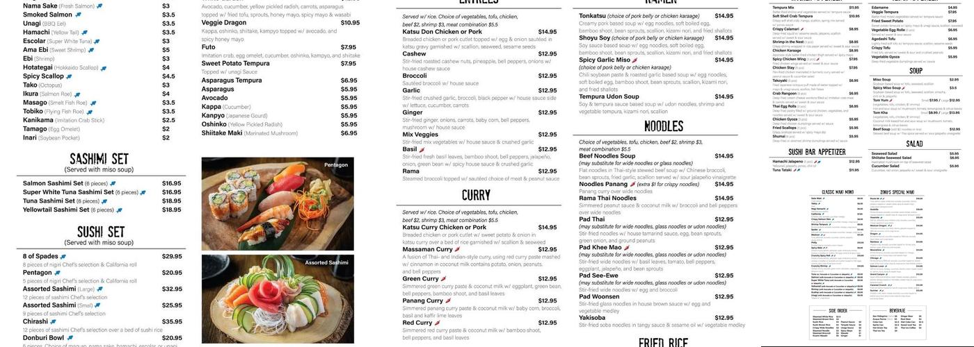 Zoku Sushi Menu