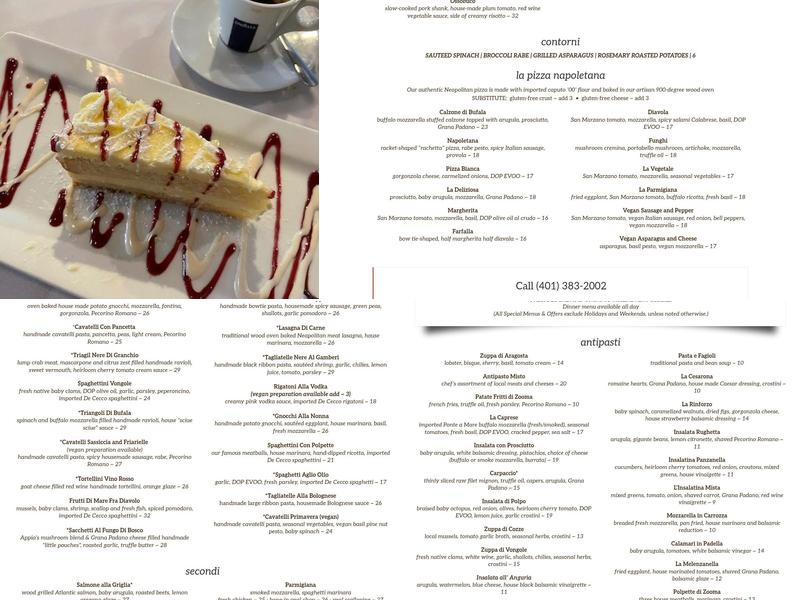 Trattoria Appia Menu