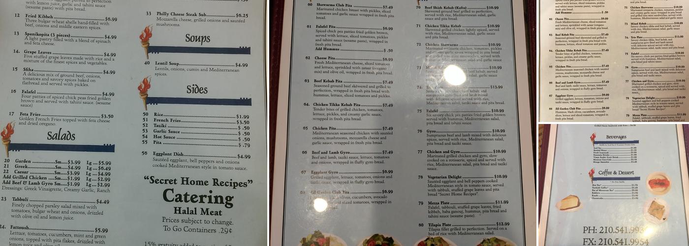 Zorbas Menu