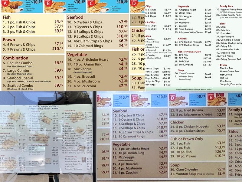 101 Fish & Chips Menu