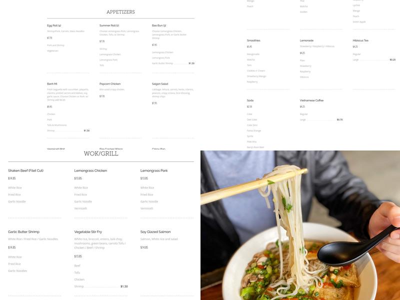 123 Pho Menu