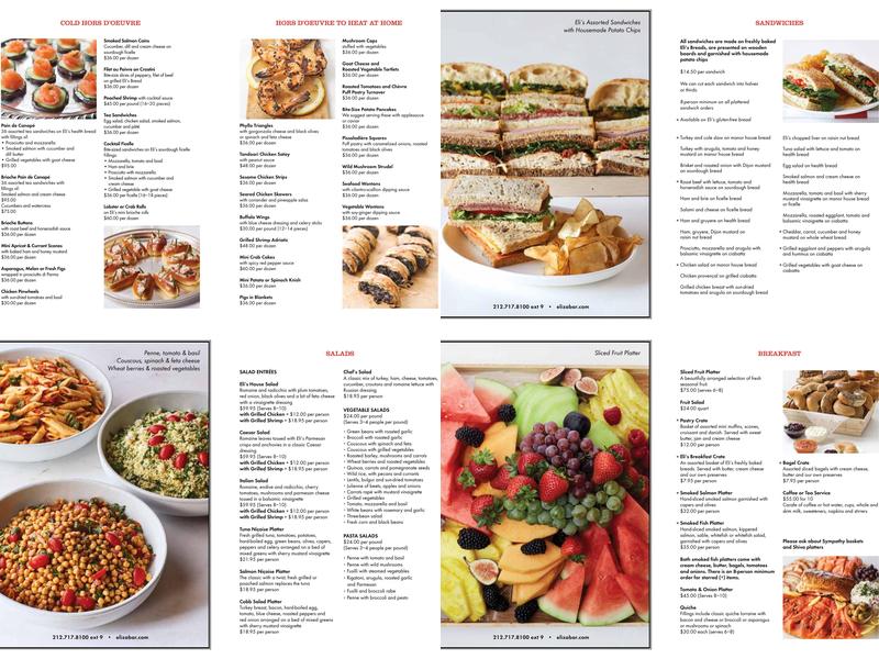 Eli Zabar's Menu