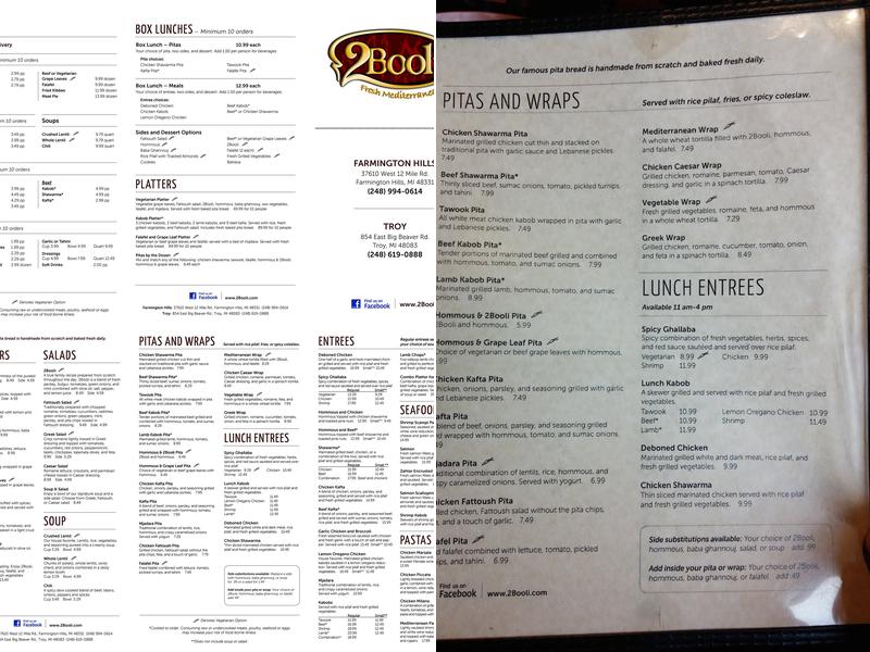 2Booli Menu