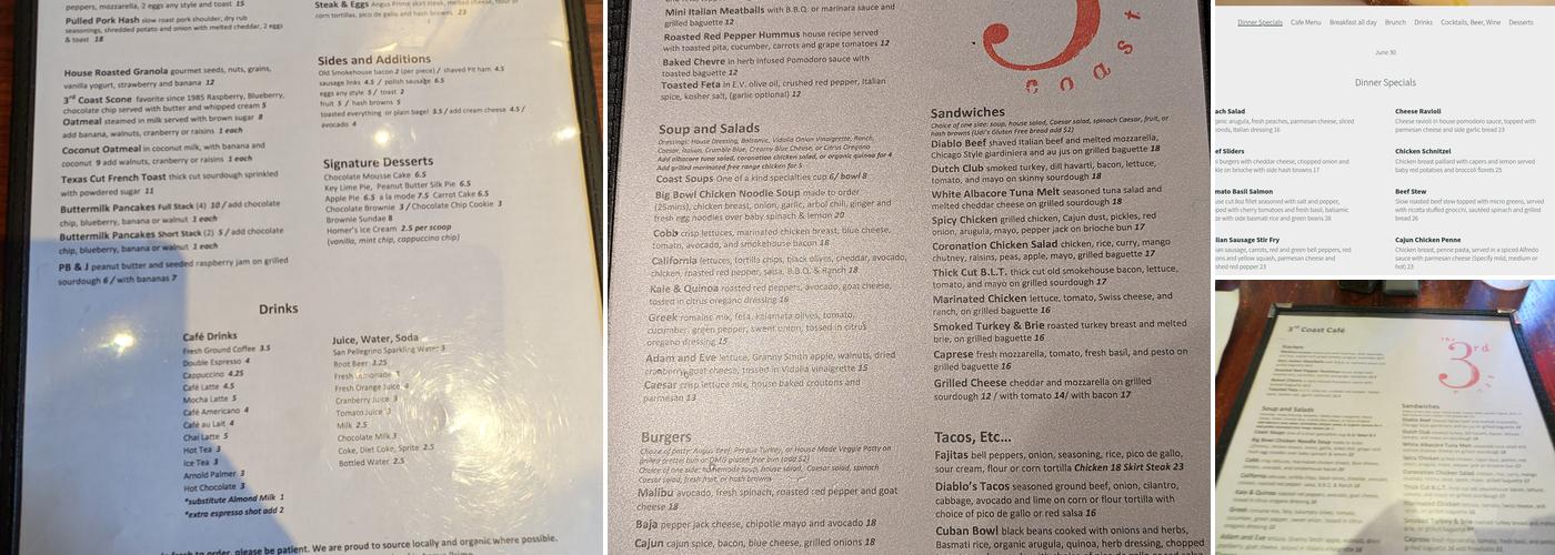 3rd Coast Cafe Menu