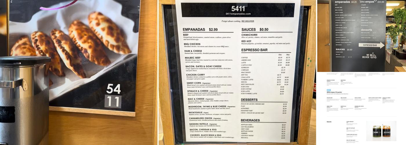 5411 Empanadas Menu