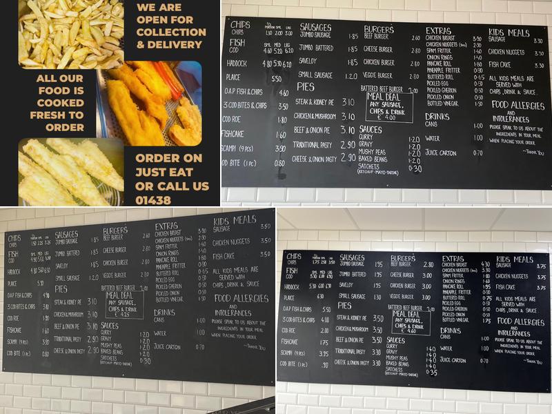 Day's Fish & Chips Ltd Menu