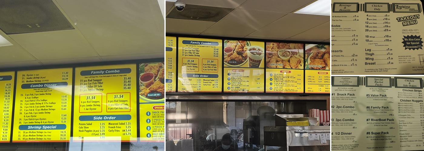 Louisiana Fried Chicken Menu